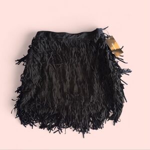NWT Zara Black Fringe Mini Skirt